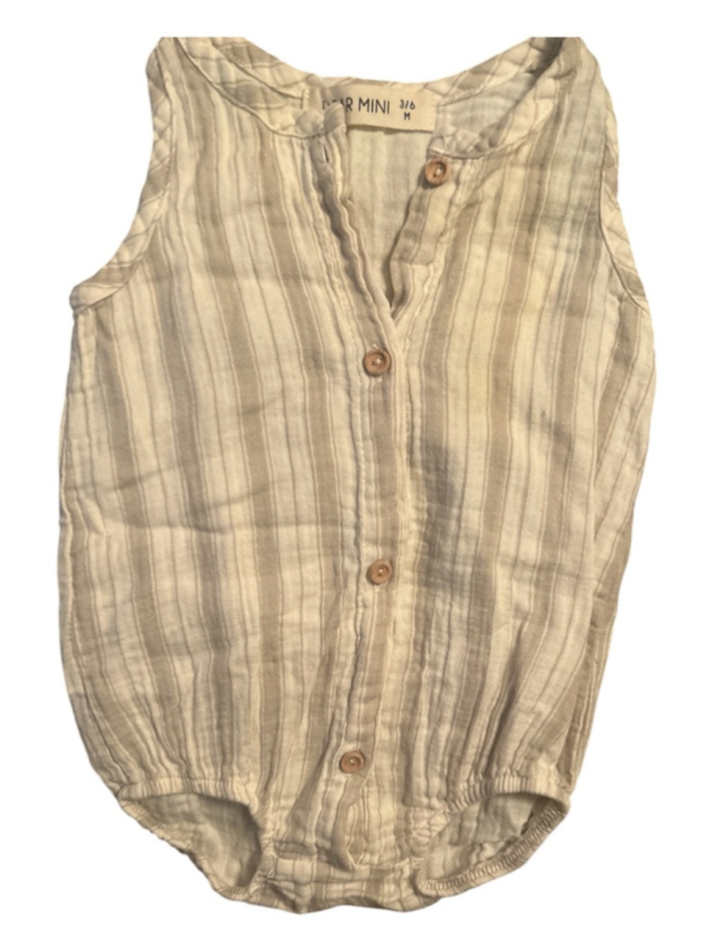 Baby DEAR MINI Striped Bodysuit 3-6 Months Beige